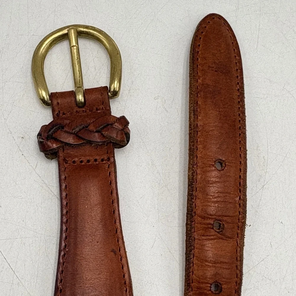 VTG Italian Full Grain Leather Braided Belt Sz 38 Made Turkey Tri-Color